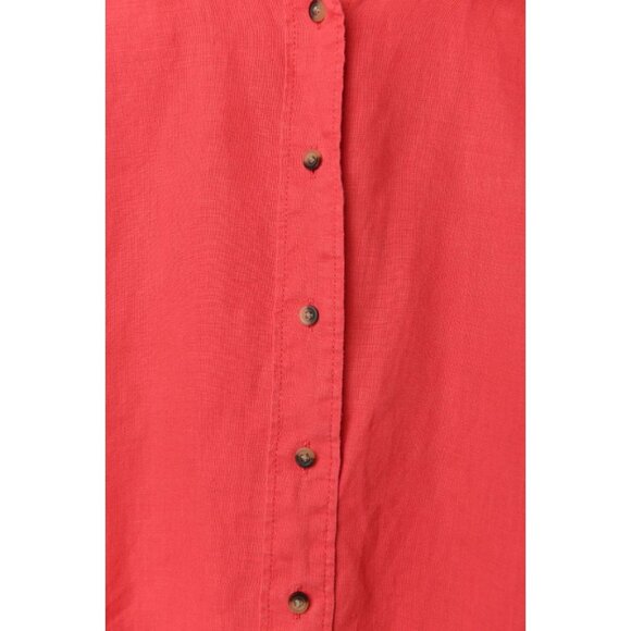 Pure Linen 100% Linen Long Sleeve Button Down Shirt Coral Color Size 16 - Picture 7 of 13